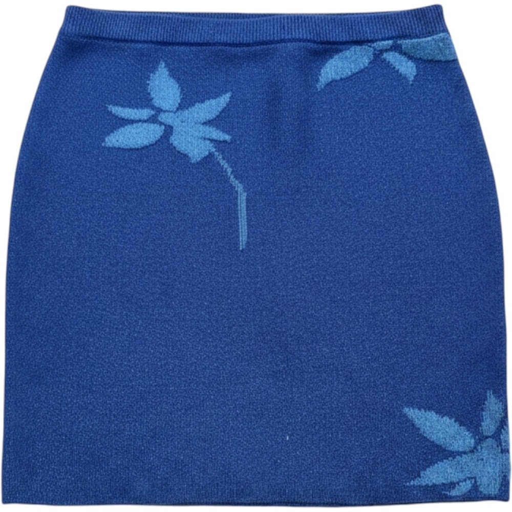 White Fox Heartbreaker Mini Skirt Electric Blue Metallic‎ Knit XS